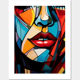 Colorful Face of a Woman Abstract Art Posters and Art